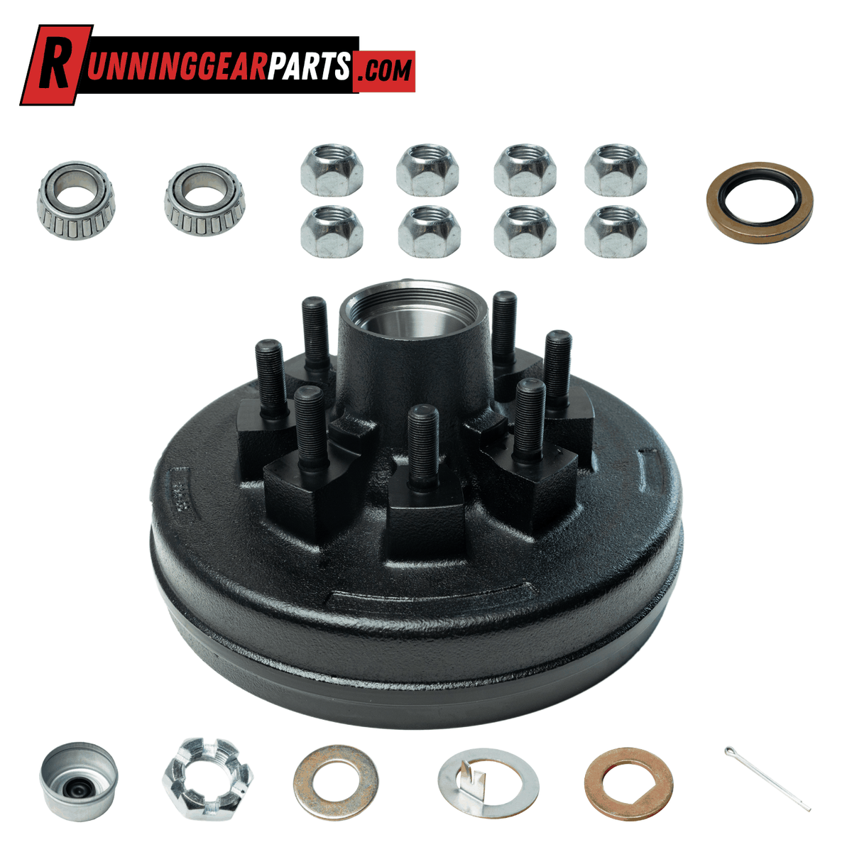 7K Trailer Hub & Drum Assembly | 8 on 6.5 in., 5/8 in. Studs