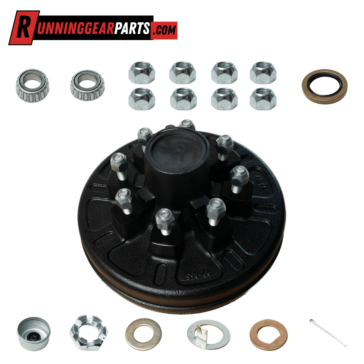 7K Trailer Hub & Drum Assembly | 8 on 6.5 in., 9/16 in. Studs