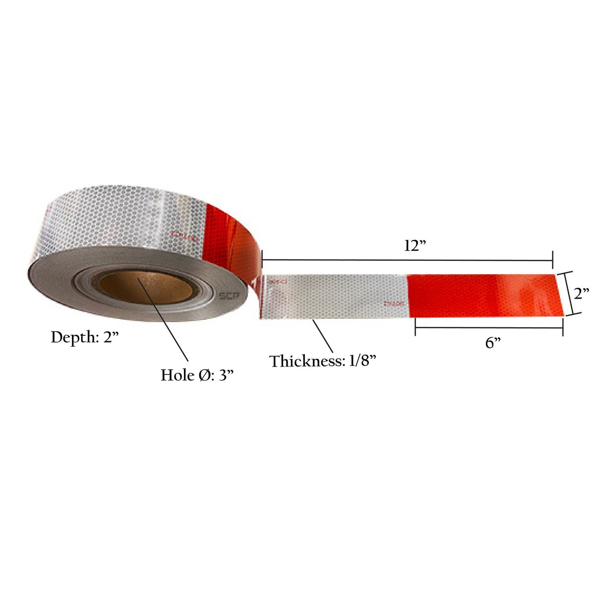 Pan American Reflective Tape - Red/Silver 6-6 / 2" x 150' / Class 2 - No Logo - Kiss Cut, 81414P