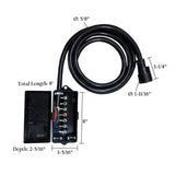 Pan American 7-Way Trailer Cord with Junction Box, 8 ft, 10/12/14 AWG Wiring Harness, 81456P