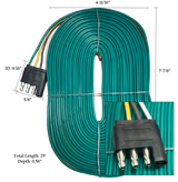 Pan American Trailer Light Cable - 4 Way Connector, Bonded Wire - 25' x 18 AWG, 82320P