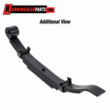 black multi-leaf spring coil spring shown from an additional angle 