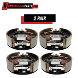 Electric trailer brake assemblies for RGP 8,000 lb Axles, four round metal units with dark brake shoes and visible springs and magnets.