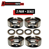 Electric trailer brake assemblies for RGP 8,000 lb Axles, four silver and black units with four seals.