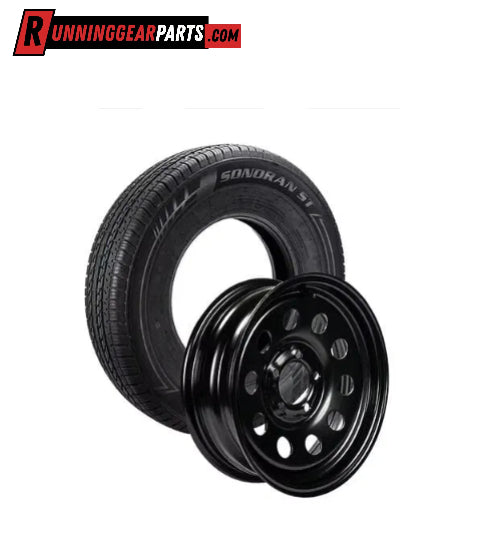 GOODRIDE ST205/75R15 Radial Trailer Tire & 15" Gloss Black Steel Modular Wheel Assembly-5 on 4.5" Bolt Pattern-Load Range C-Zero Offset, 915-545-014