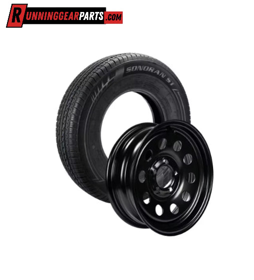 Sonoran ST205/75R15 Radial Tire & 15" Gloss Black Modular Steel Trailer Wheel Assembly- 5 on 4.5" Bolt Pattern- Load Range D, Zero Offset, 915-545-091
