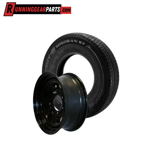 Sonoran ST2225/75R15 Radial Tire & 15" Gloss Black Modular Steel Trailer Wheel Assembly - 6 on 5.5" Bolt Pattern - Load Range E, Zero Offset, 915-655-074