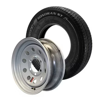 Sonoran ST235/80R16" Radial Load Range E 16" Steel Modular Silver Painted Single Wheel Assembly 6 on 5.5" Bolt, Zero Offset, 916-655-030