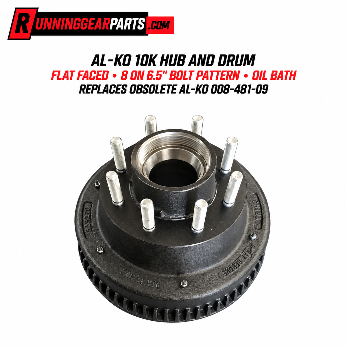 AL-KO 10K hub and drum assembly for 6.5-inch bolt pattern vehicles