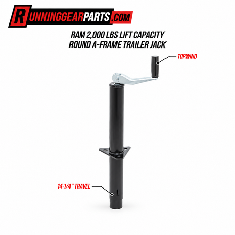 Black manual hand-crank trailer jack 