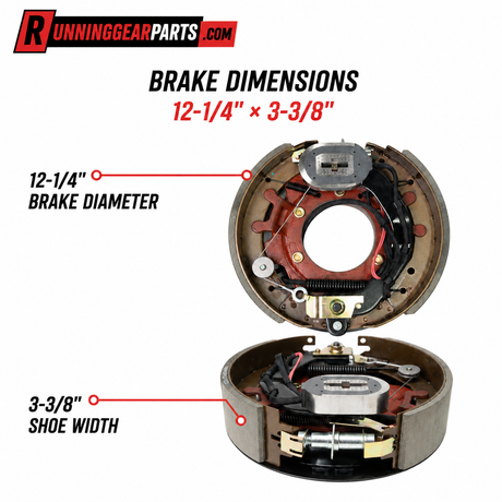 Brake 12-1/4" brake diameter and 3-3/8" shoe width 