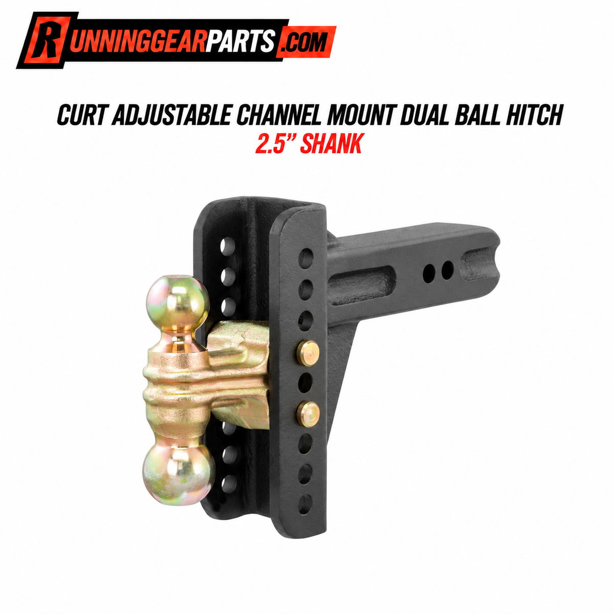 Curt adjustable channel mount dual ball hitch with a 2.5" shank