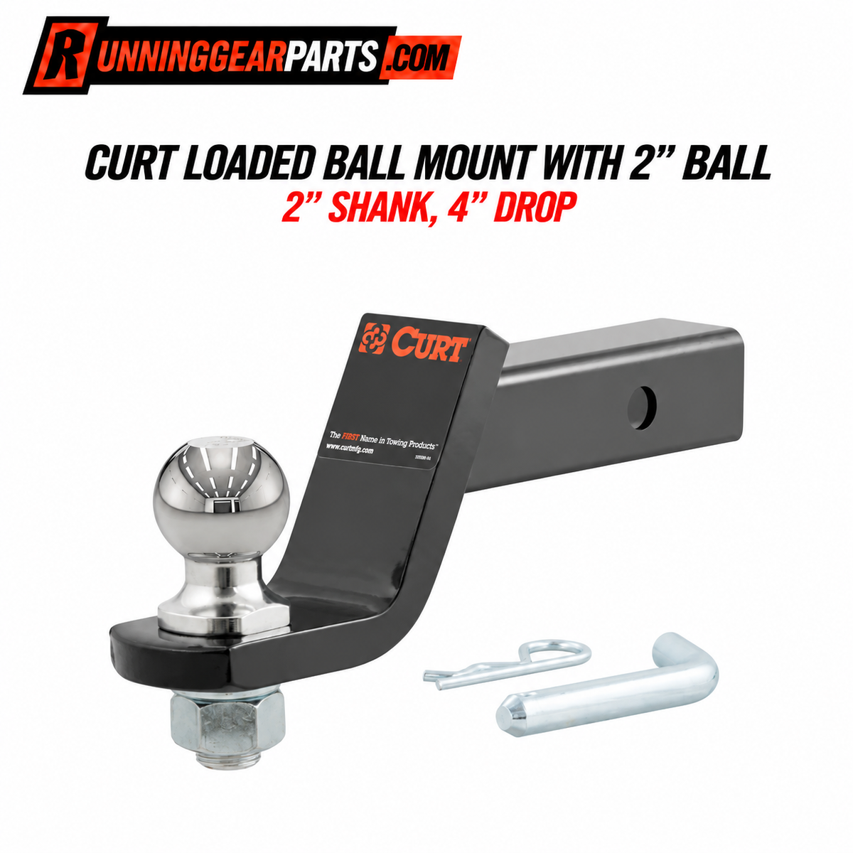 Curt loaded ball mount with a 2-inch ball, 2-inch shank, and 4-inch drop