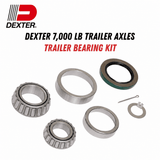 Trailer bearing kit for Dexter 7,000lb Trailer Axles, with silver metal bearings and races, black seal, washer and pin.
