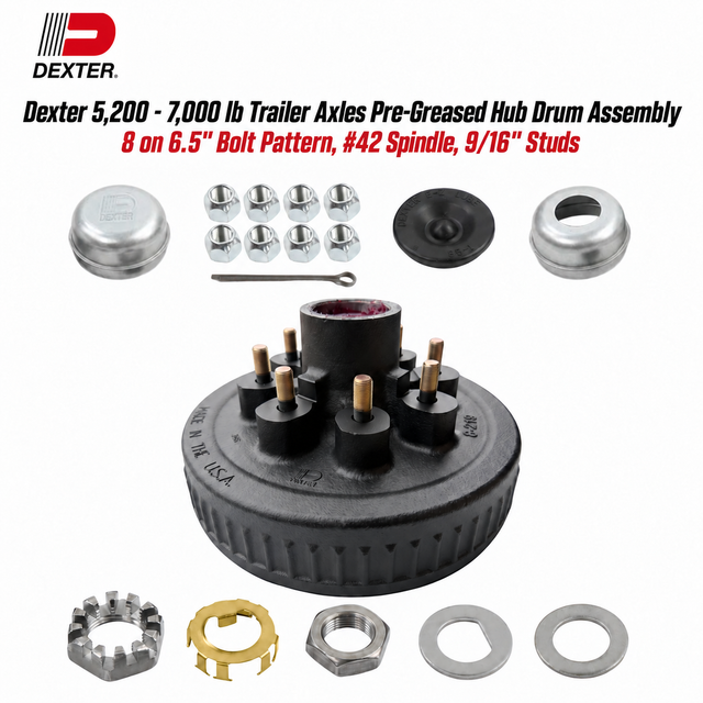 Dexter 5,200 - 7,000 lb Trailer Axles Pre-Greased Hub Drum Assembly kit