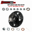 RGP 3,500 lb Trailer Idler Hub Kit with a black steel hub, five studs, bearings, seal, and included hardware
