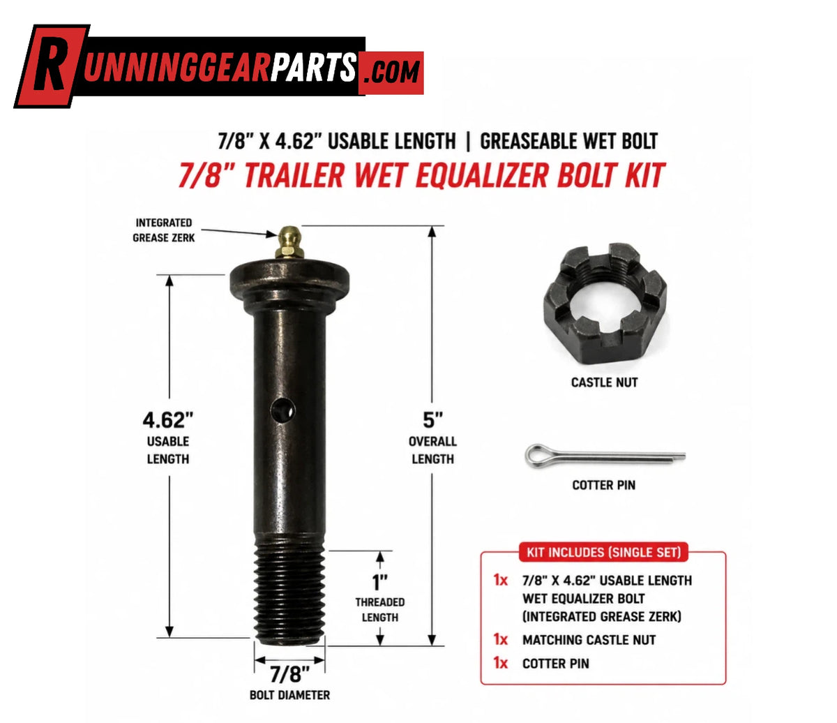 RGP Equalizer Bolt Set with Castle Nut & Cotter Pin (7/8" x 4.62" Usable Length)