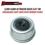 5,200-6,000 lb Trailer Axles 2.44" OD Greaseable Dust Caps with Rubber Plugs, for 6-Lug