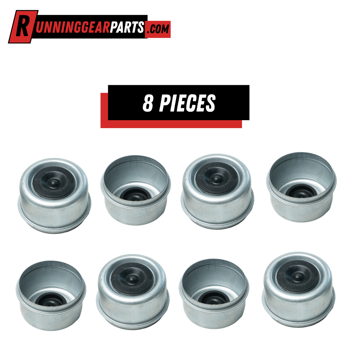5,200-6,000 lb Trailer Axles 2.44" OD Greaseable Dust Caps with Rubber Plugs, for 6-Lug
