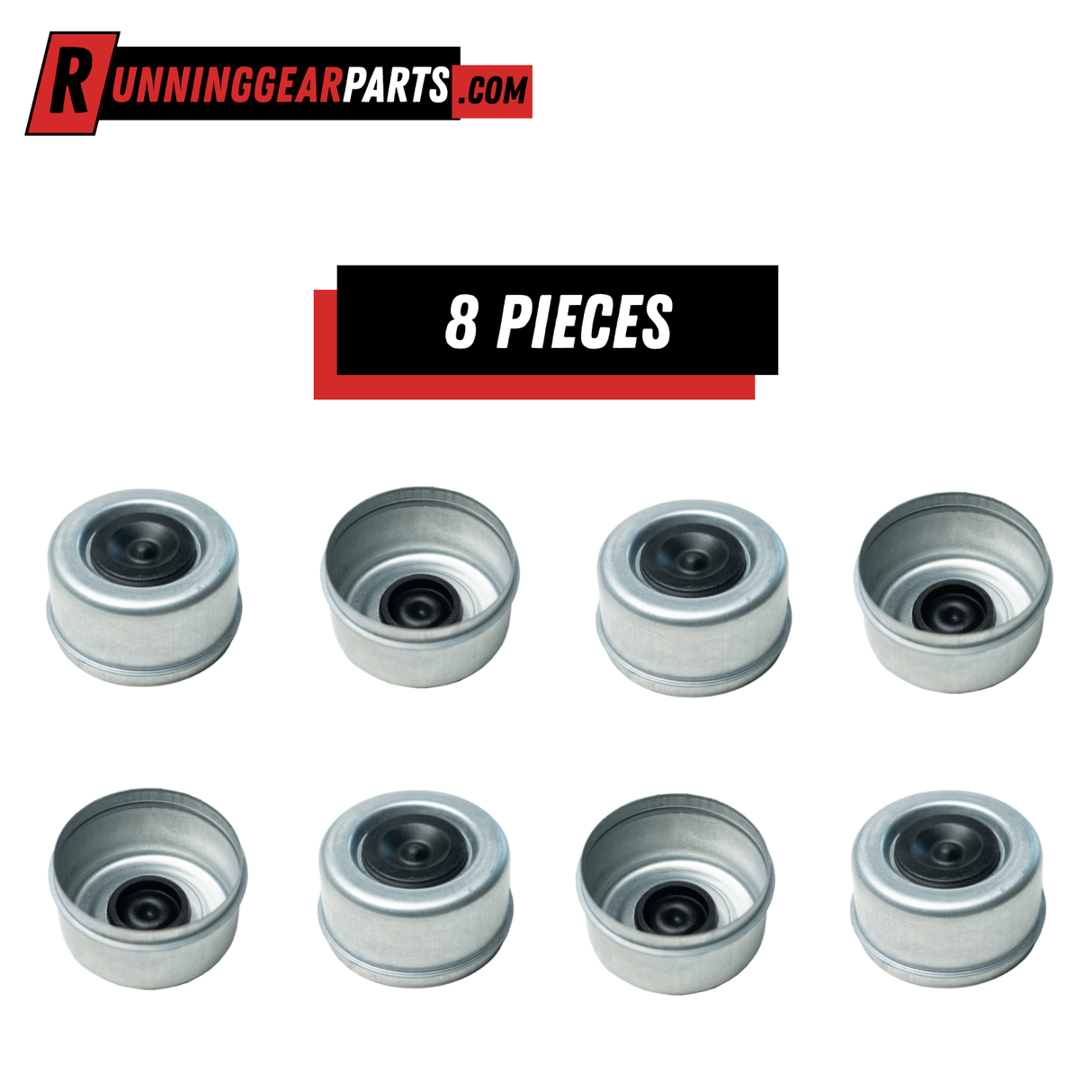 7,000 -8,000 lbTrailer Axles 2.75" OD Greaseable Dust Caps with Rubber Plugs, 8-Lug