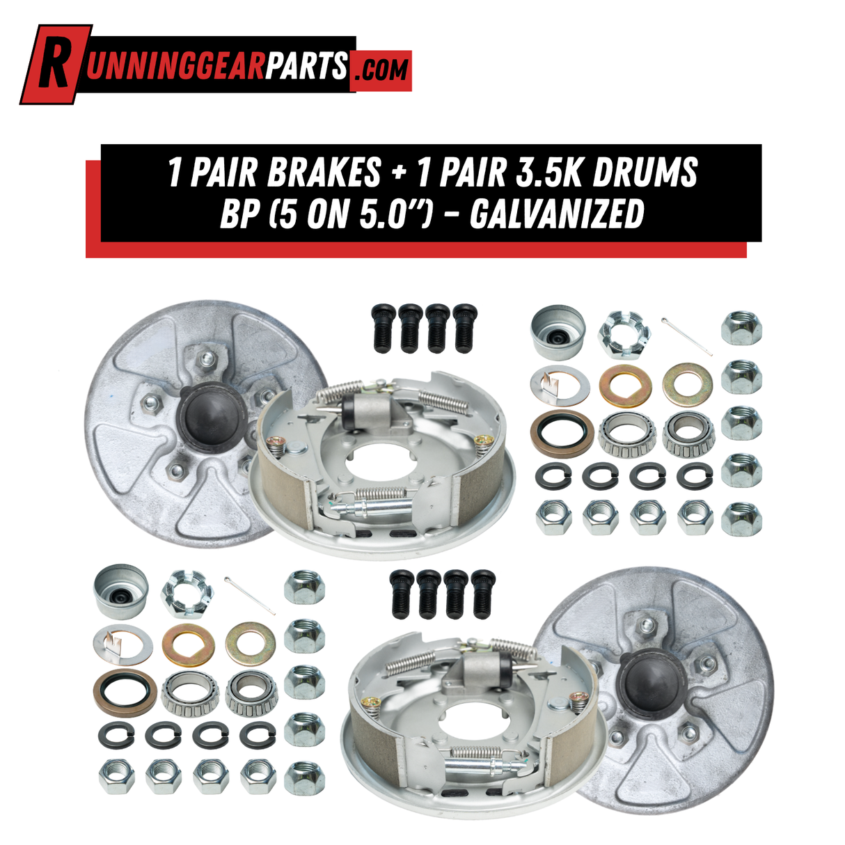 variant: 1 Pair Brakes + 1 Pair 3.5K Drums BP (5 on 5.0") – Galvanized