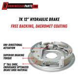 7,000 lb Trailer Axles, 12"x2" Hydraulic Brakes, Free Backing