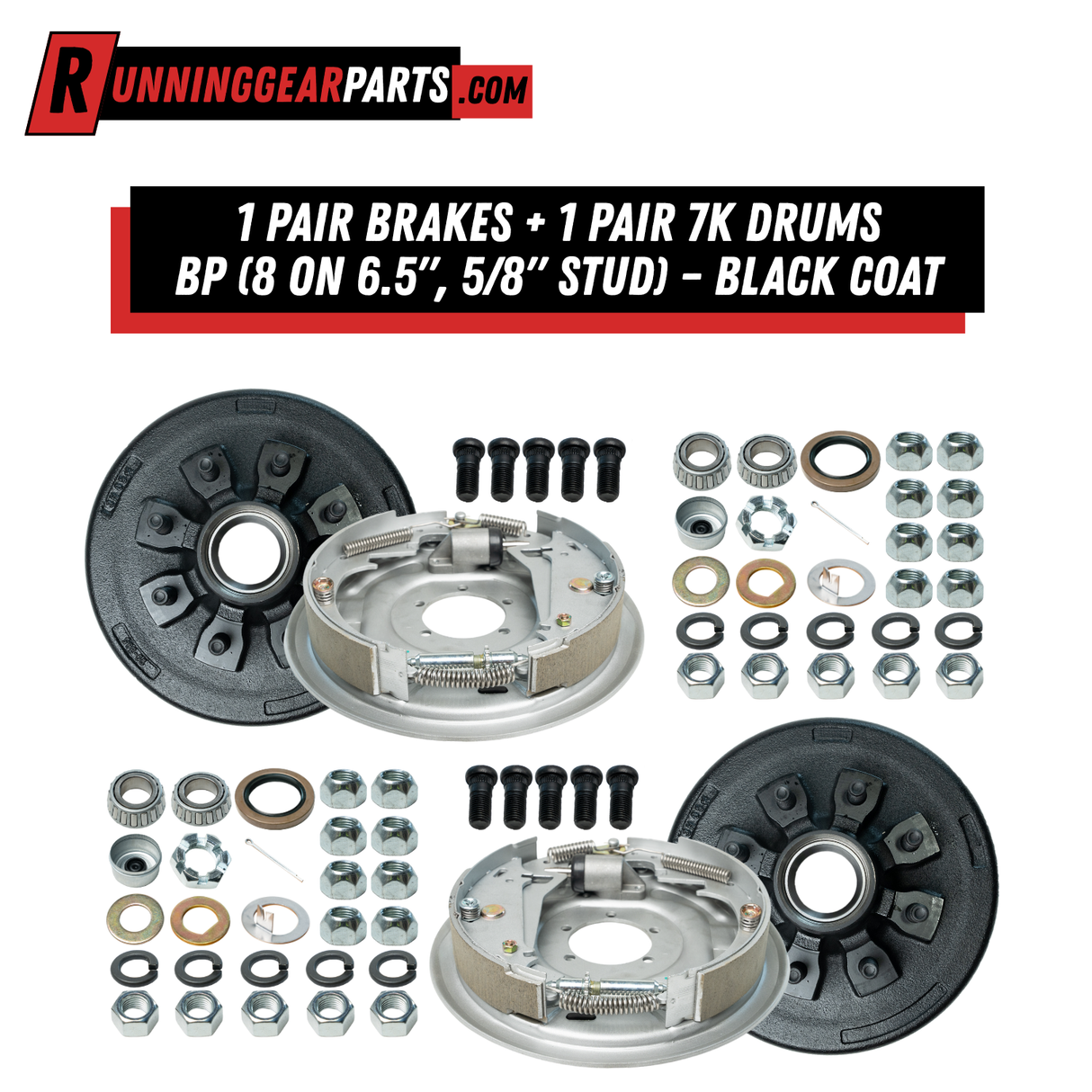 variant: 1 Pair Brakes + 1 Pair 7K Drums BP (8 on 6.5"5/8" Stud) – Black Coat