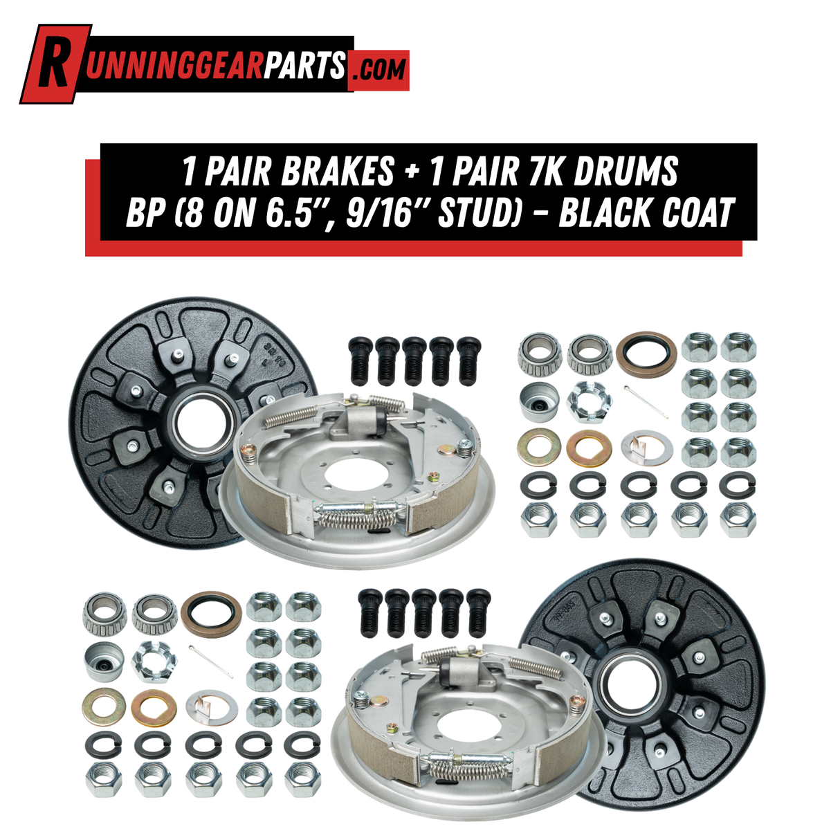 variant: 1 Pair Brakes + 1 Pair 7K Drums BP (8 on 6.5"9/16" Stud) – Black Coat