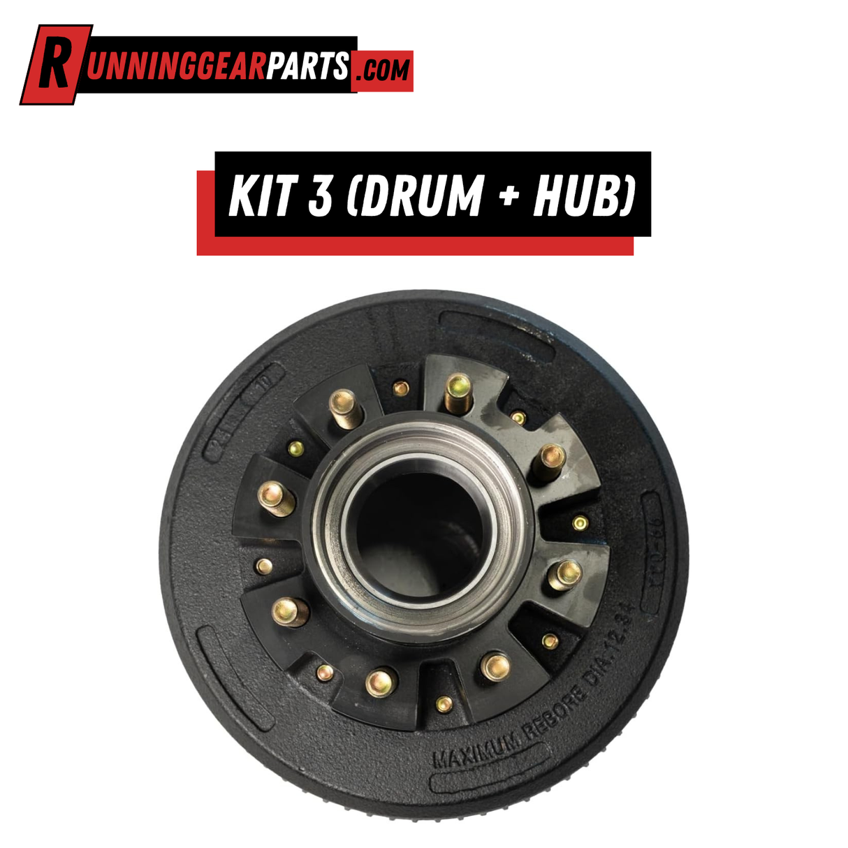 Fits Dexter 9,000–10,000 lb Axles, 12.25" x 3.375" Hub & Drum Kit, Before July 2009