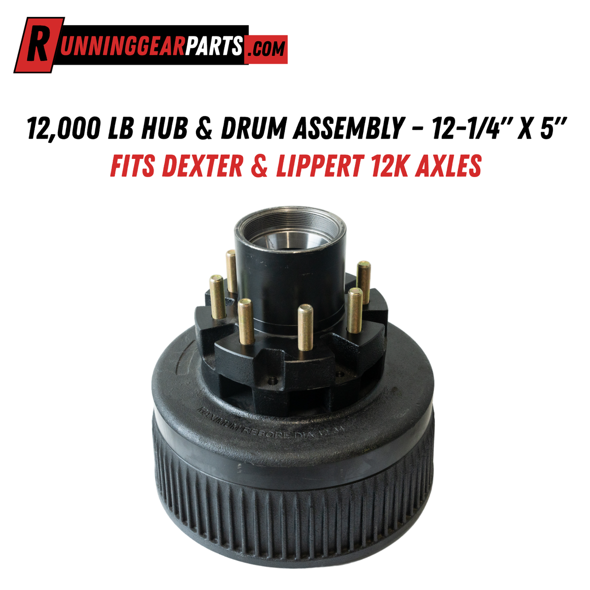 12,000 lb Hub & Drum Assembly – 12-1/4" x 5" – Fits Dexter & Lippert 12K Axles