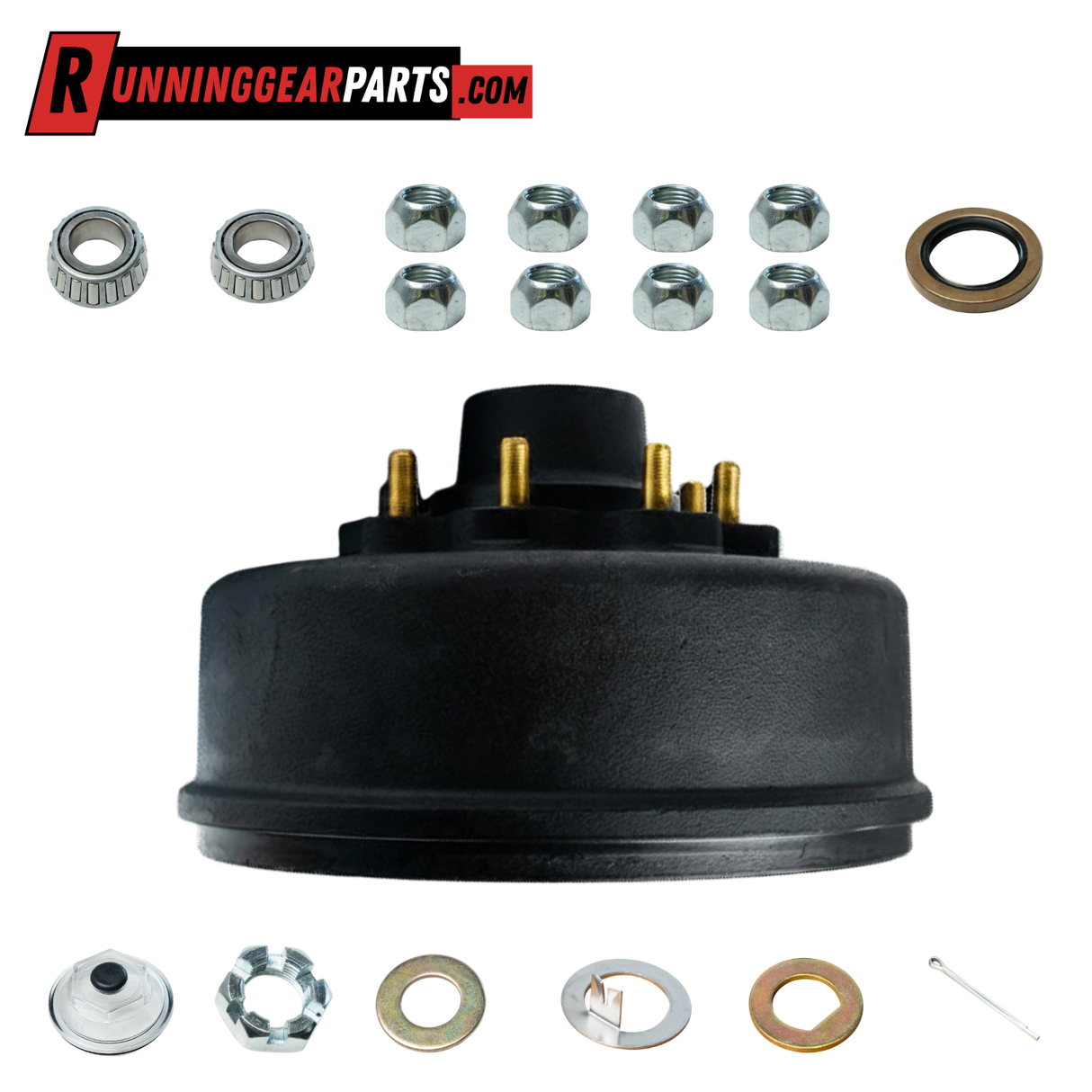 8,000-lb Axles Brake Drum with 8 on 6-1/2" Bolt Pattern, 9/16" Stud, Oil Bath