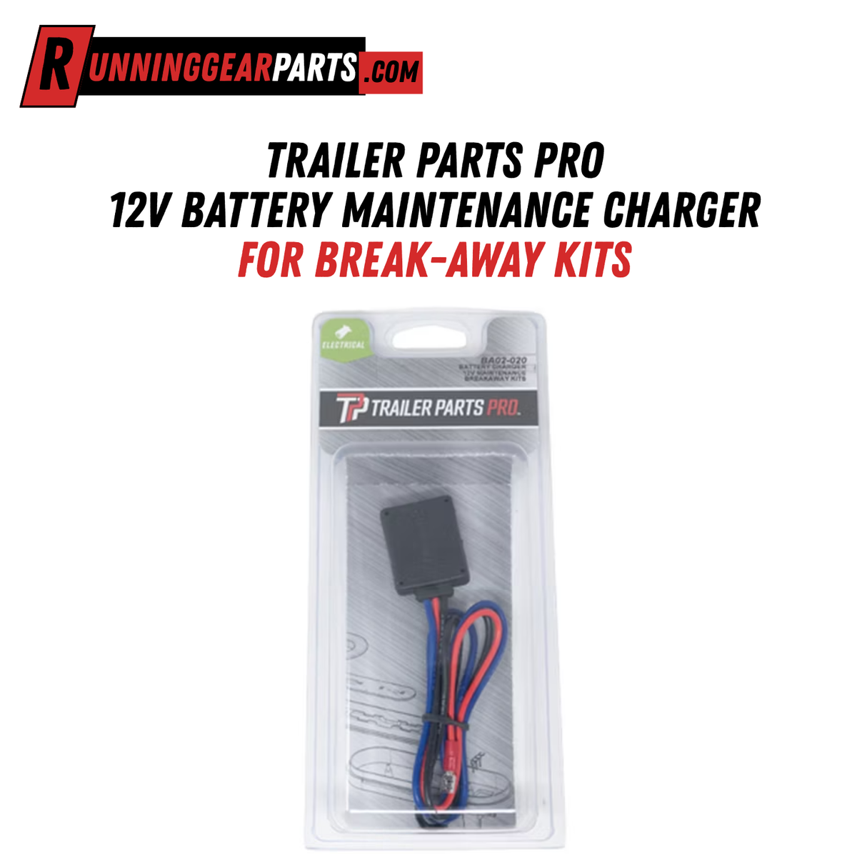 Trailer Parts Pro 12V Battery Maintenance Charger for Break-Away Kits BA02-020