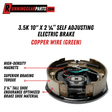 RGP 3,500 lbs Trailer Axles electric drum brake, dark steel backing plate with tall shoes, springs and green copper wire