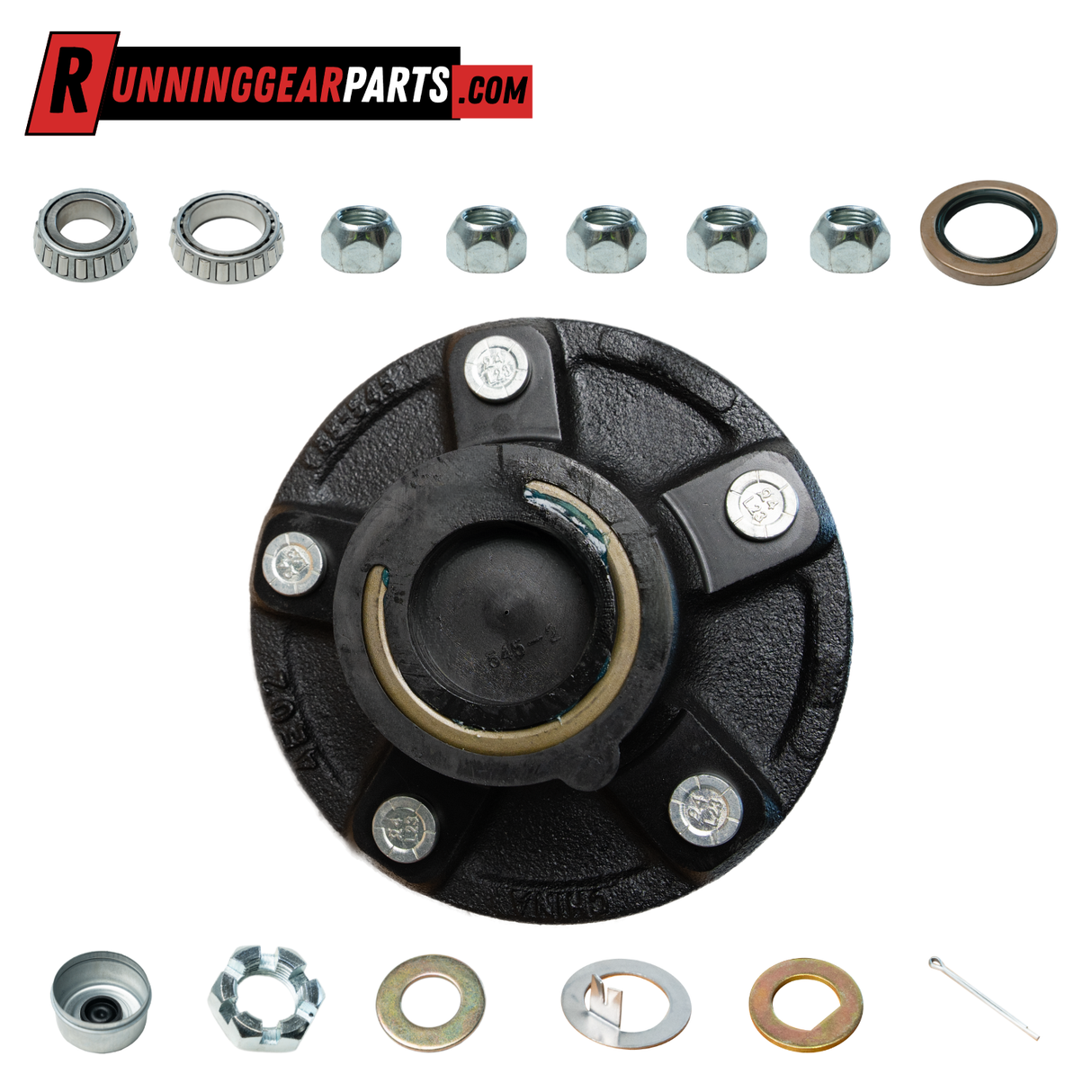 3,500 lbs Axles Idler Hub Kit - 5 on 5" Bolt Circle, Pre-Greased