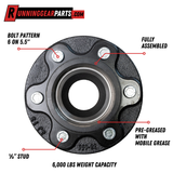 6000 lb Axle Trailer Idler Hub Assembly · 6 on 5.5" 25580 / 15123 Bearings 10-225 Grease Seal Hardware Included
