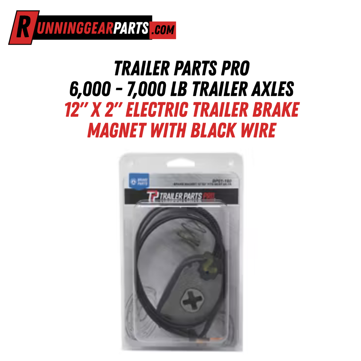 Trailer Parts Pro 6,000 - 7,000 lb Trailer Axles 12" x 2" Electric Trailer Brake Magnet with Black Wire, BP01-180