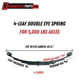 4-leaf double eye spring for 5000 lb axles, 25-1/4" free length, 1-3/4" wide