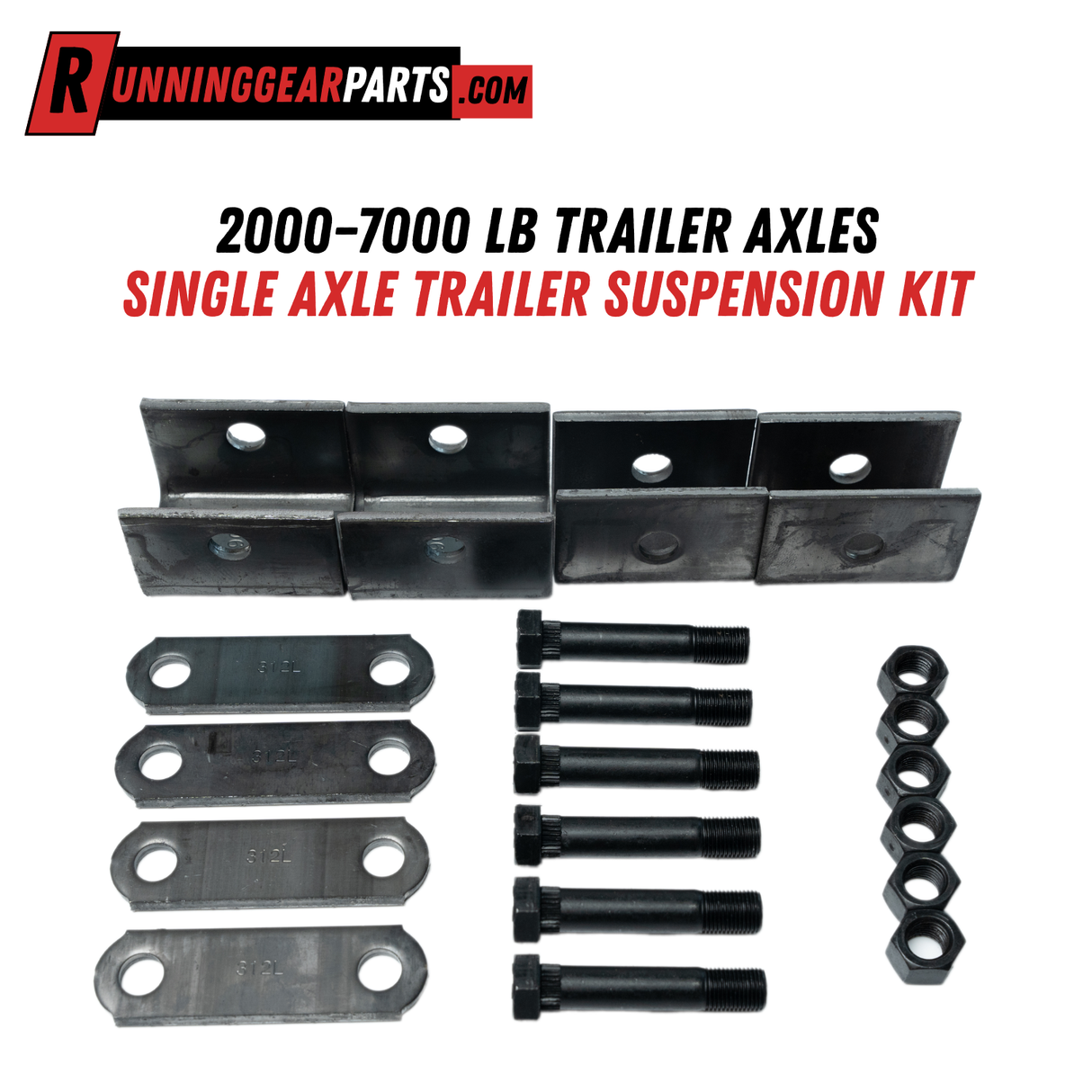 2000–7000 lb Single Axle Trailer Suspension Kit for Double Eye Leaf Springs