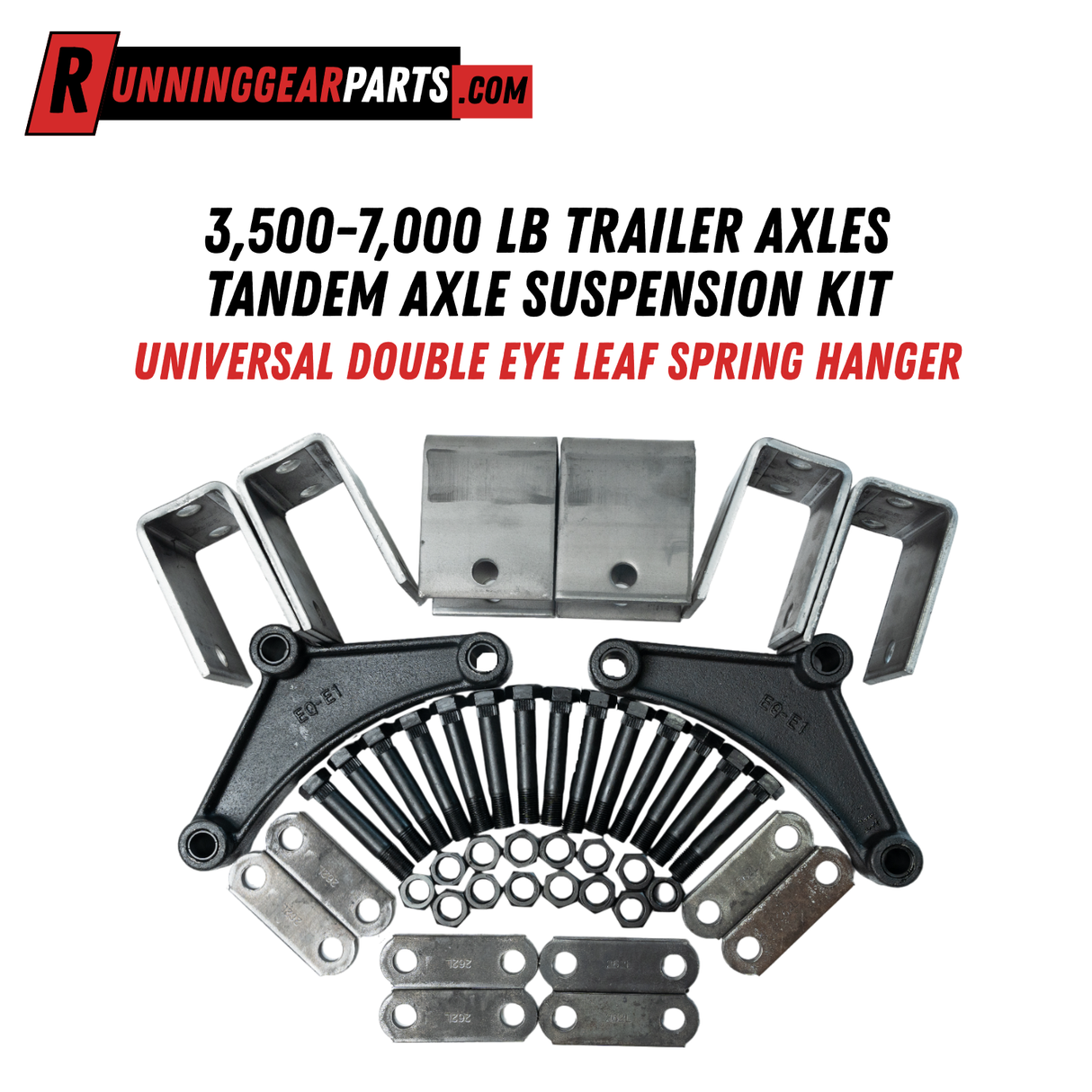 3,500-7,000 lb Axles Tandem Axle Trailer Suspension Kit - Universal Double Eye Leaf Spring Hanger