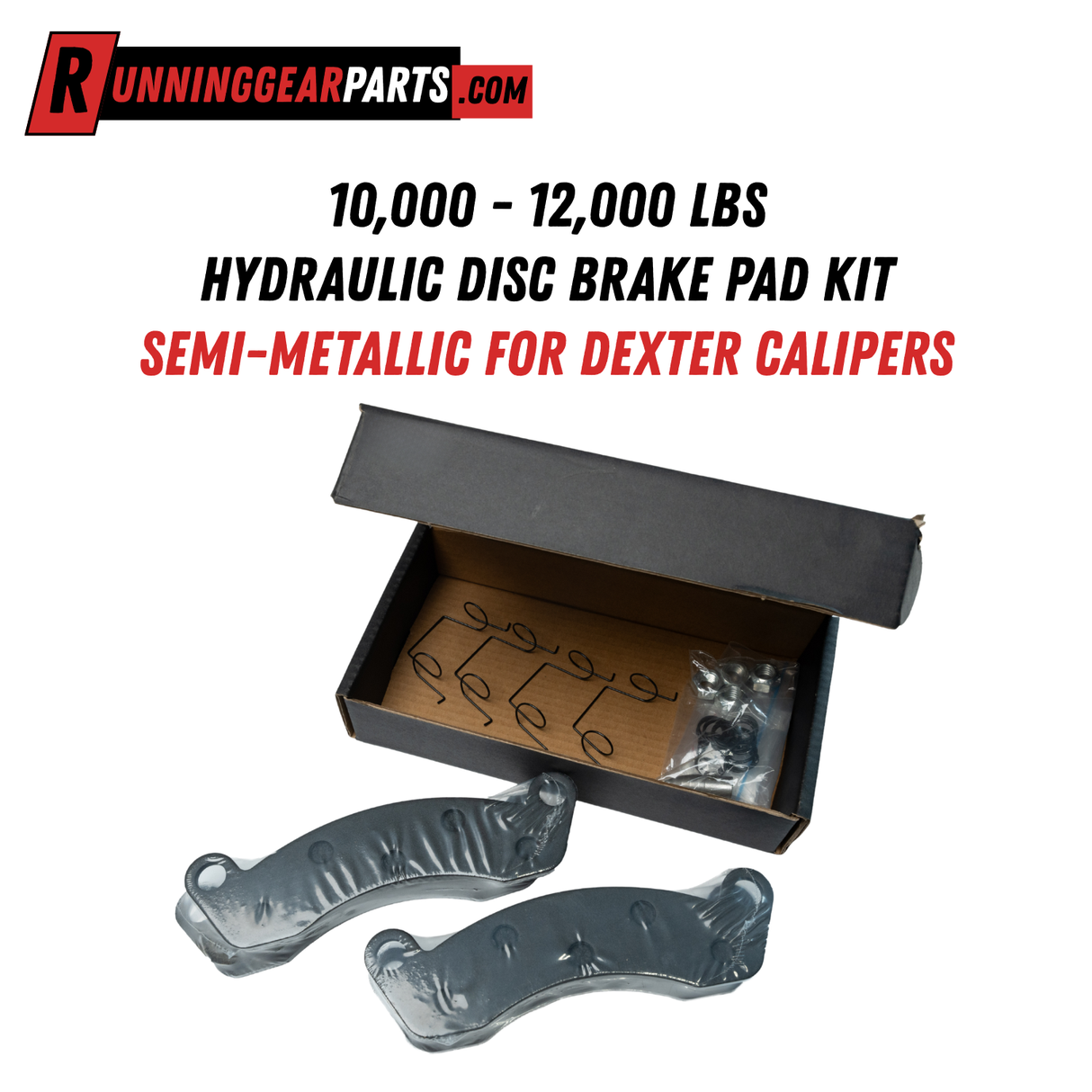 10,000 - 12,000 lbs Hydraulic Disc Brake Pad Kit Semi-Metallic for Dexter Calipers