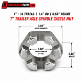 RGP 1" Trailer Axle Spindle Castle Nut, 1"-14 Thread, Silver Zinc Plated