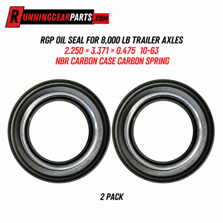 Two RGP oil seals for 8,000 lb trailer axles shown on a white background
