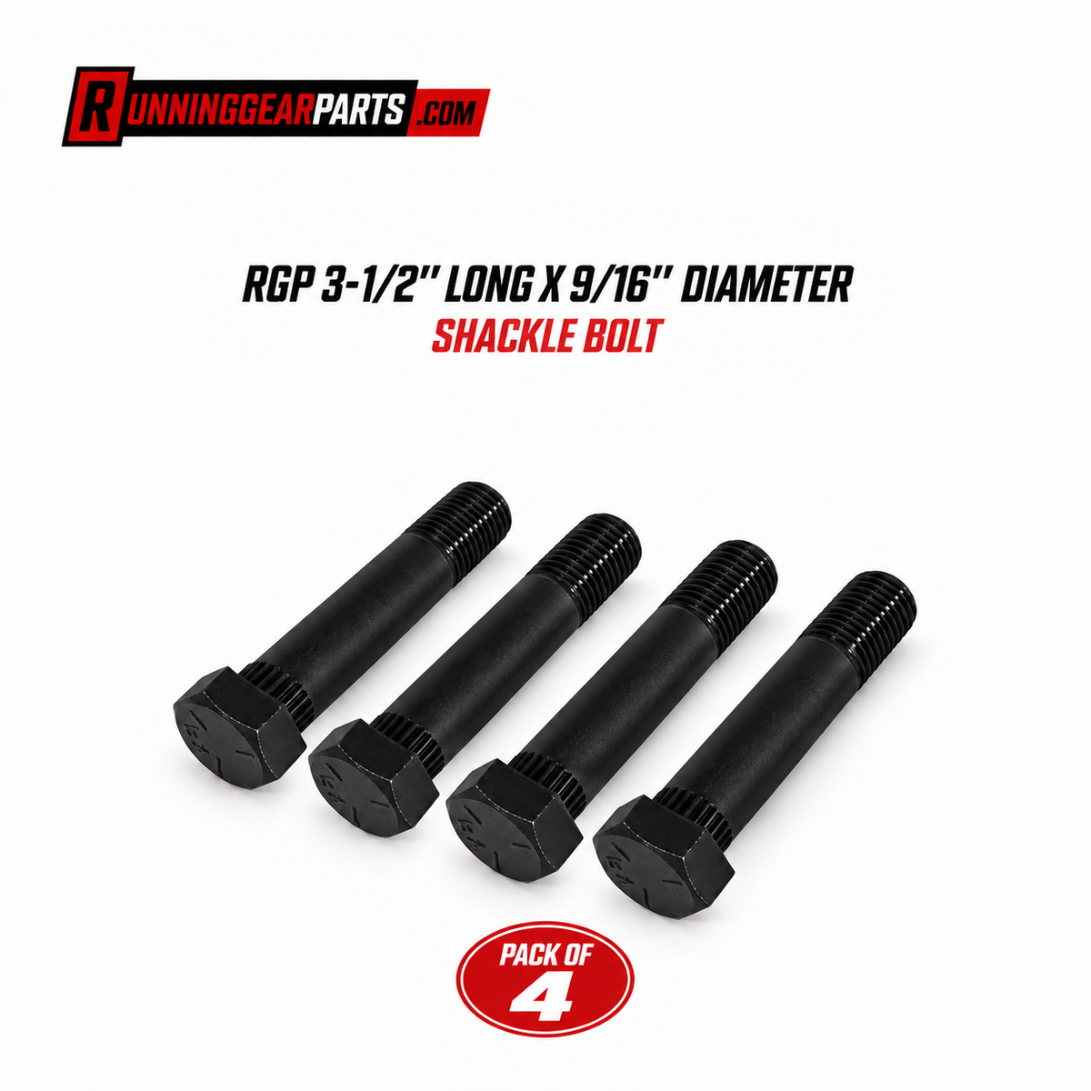 RGP 3-1/2" LONG X 9/16" DIAMETER SHACKLE BOLT - PACK OF 4