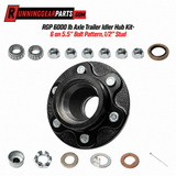 RGP 6000 lb Axle Trailer Idler Hub Kit, black steel six-lug hub with bearings, seal, grease cap and hardware included.
