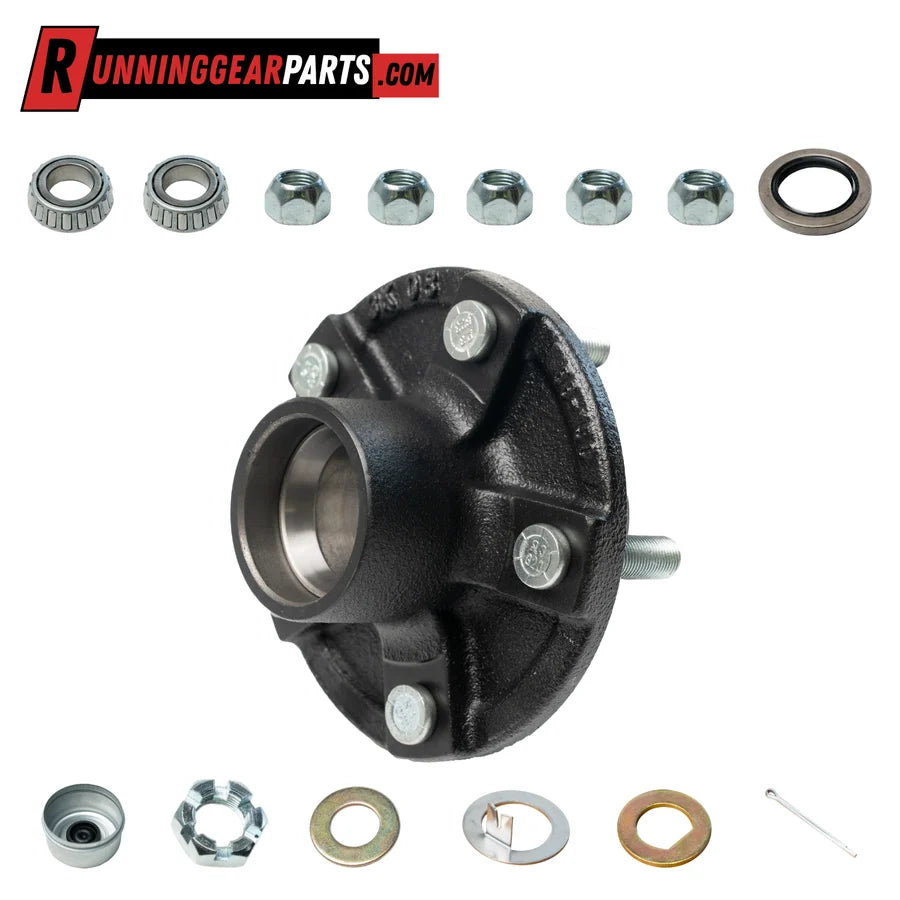 RGP Trailer Idler Hub Assembly, 2,000 lb Axle, 5 on 4-1/2" Bolt Pattern, 1/2" Studs, L44649 Bearings