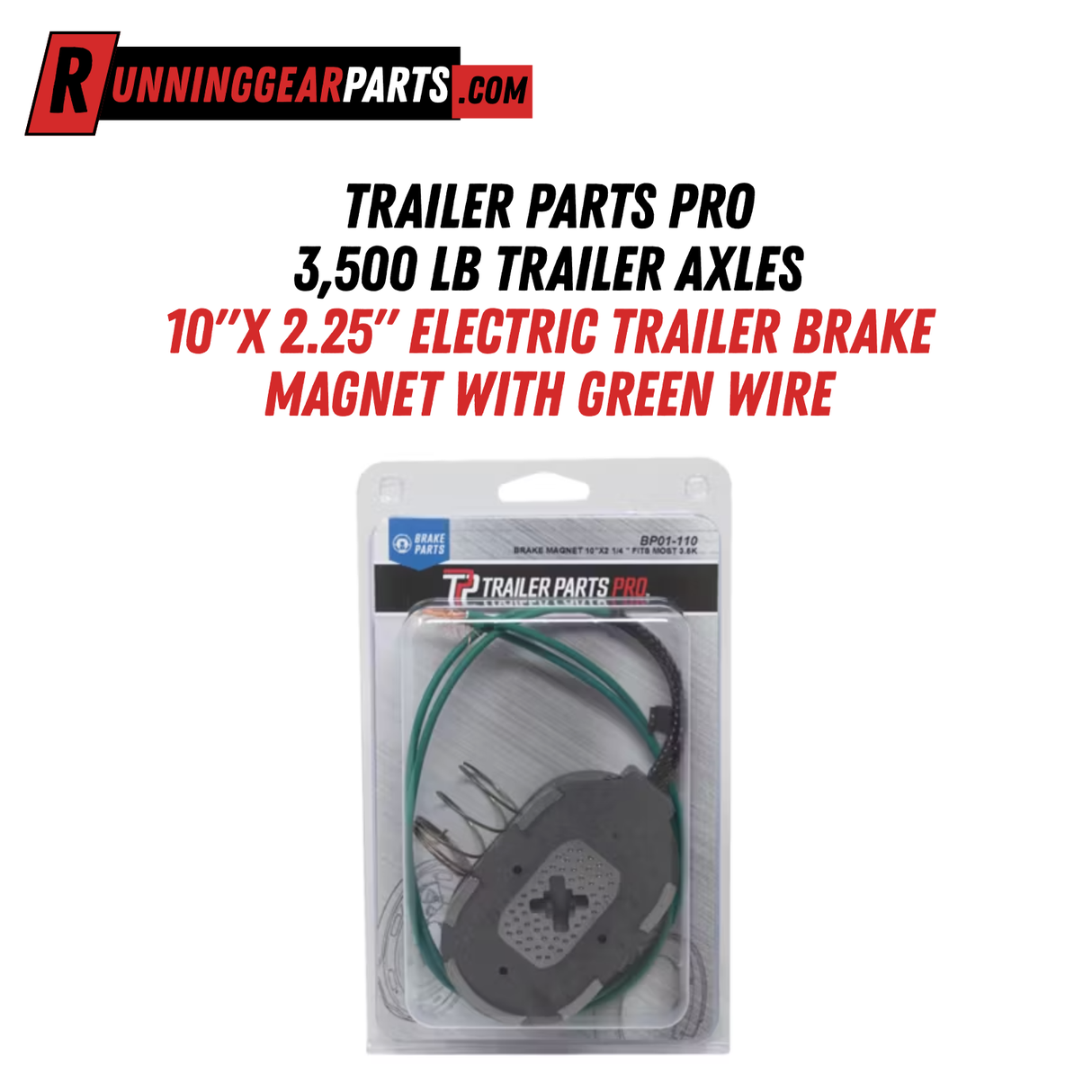 Trailer Parts Pro 3,500 lb Trailer Axles 10"x2.25" Electric Trailer Brake Magnet with Green Wire, BP01-110
