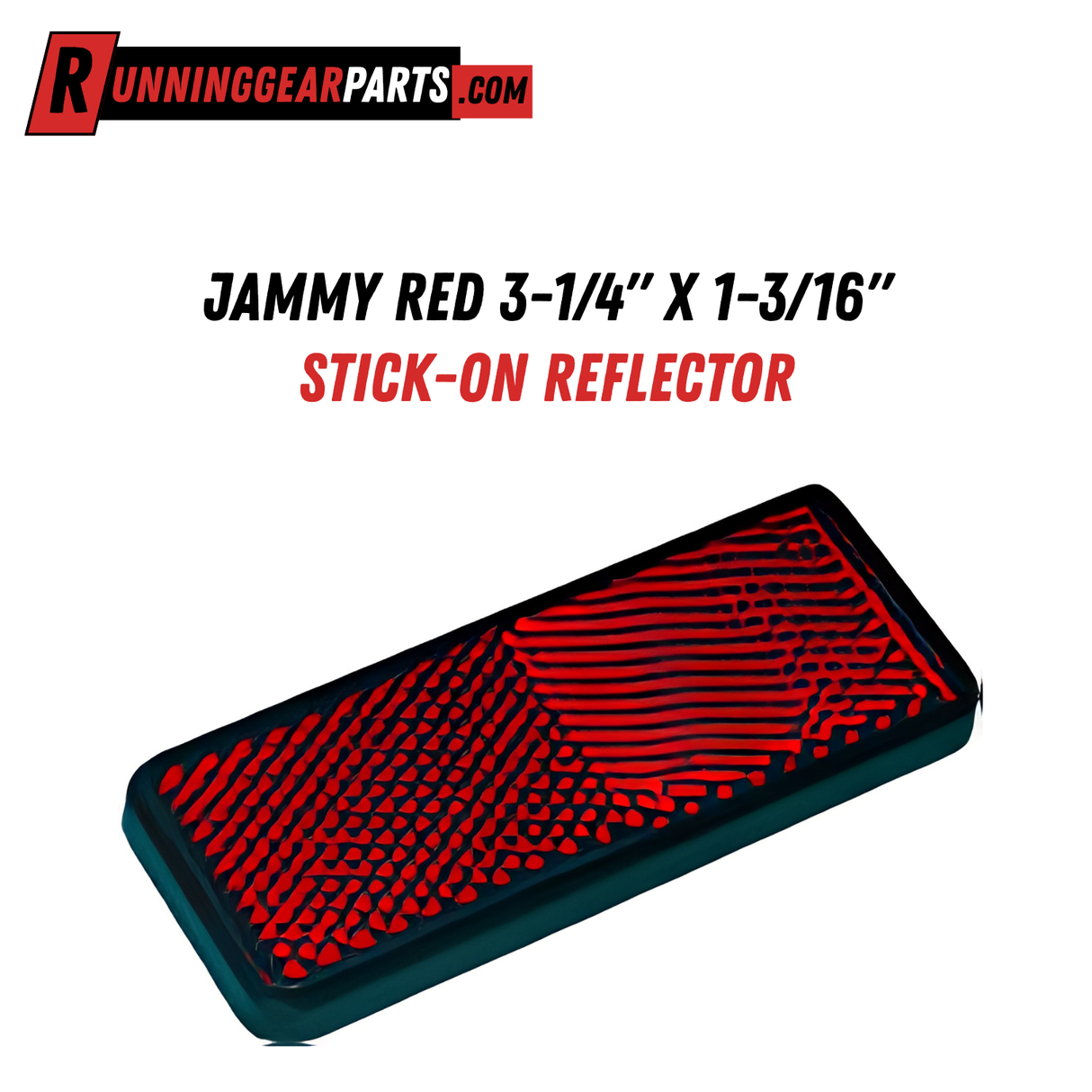 Jammy Red 3-1/4" x 1-3/16" Stick-on Reflector, Heavy Duty Trailer Safety Warning Reflective Strip, Self Adhesive Tape Mount, J-002-R