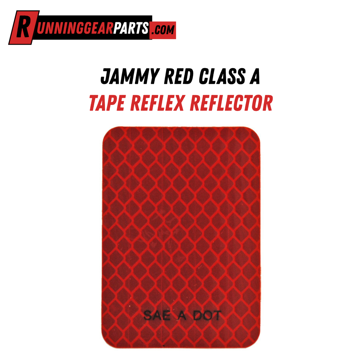 Jammy Red Class A Tape Reflex Reflector, Self Adhesive 2″ x 2-3/4″ Sticker, PSA Adhesive, Prismatic Reflectivity, Acrylic PMMA Construction, J-006-R