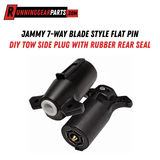 Jammy 7-Way Blade Style Flat Pin Plug, DIY Tow Side Trailer Connector, All Brass Contacts with Rubber Rear Seal, SAE Color Coded Wiring, J-5007-WH