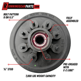 Dexter 5,200 - 7,000 lb Trailer Axle Pre-Greased Trailer Hub Drum Assembly, 8 on 6-1/2" Bolt Pattern, 1/2" Studs, K08-219-1G